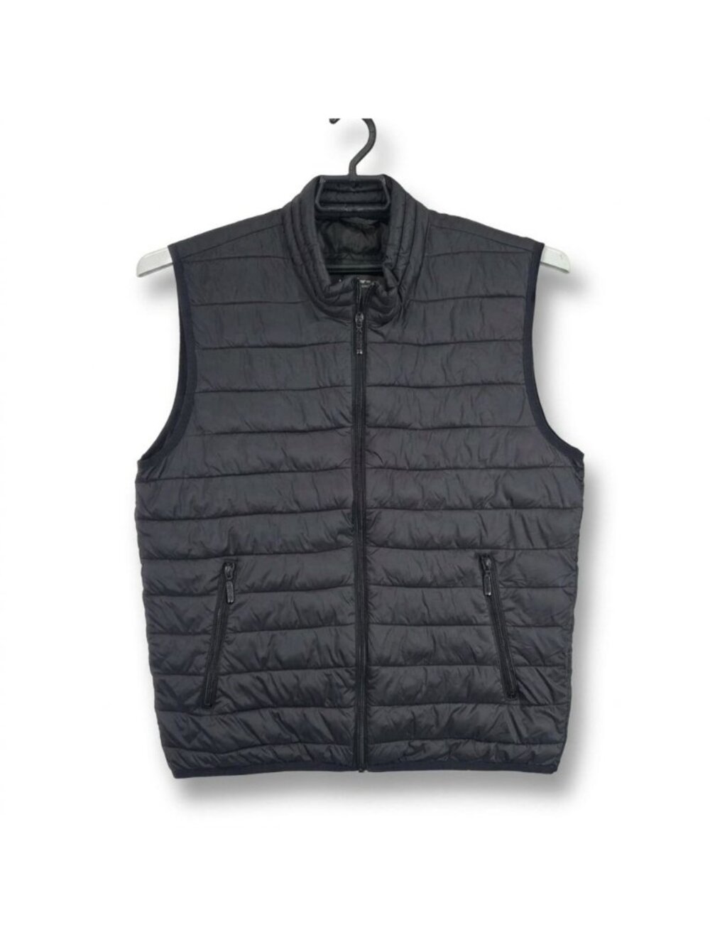 Mens Marc New York Black Puffer Vest Quilted Full Zip Lightweight Outerwear L